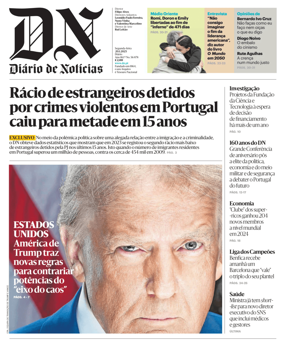 Prima-pagina-Diario de Noticias-edizione-di-oggi-20250120